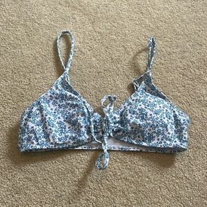 white and blue floral bikini top